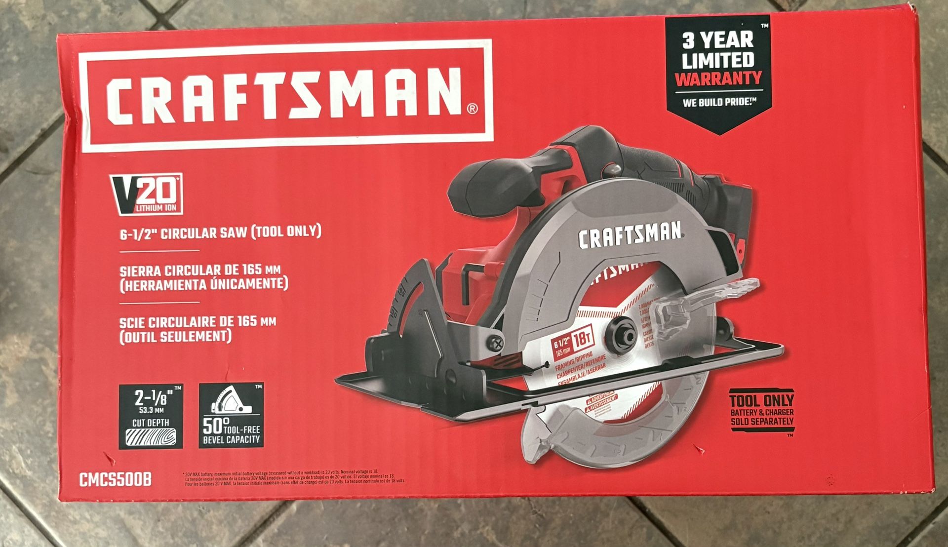 CRAFTSMAN CMCS500B V20 6 1/2 in Cordless Circular Saw - Tool Only