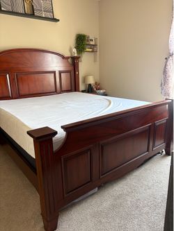 Cal King Bed Frame Cherry Wood *mattress/box spring NOT included*