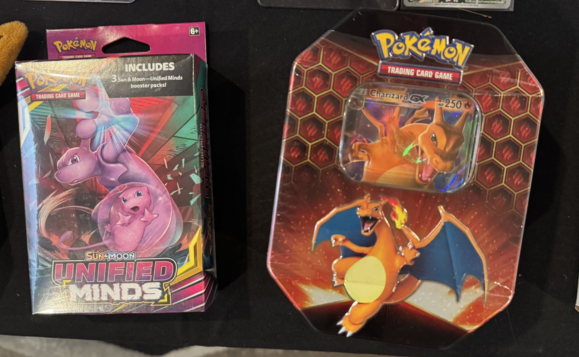Pokemon Sun & Moon Unified Minds Hanger Box & Hidden Fates Tin