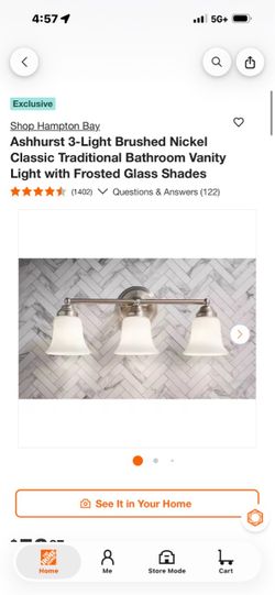 Hampton Bay Ashhurst 3-Light Brushed Nickel Vanity Light