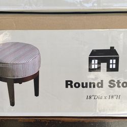 Round Stool, Foot Stool/Ottoman, fabric with wooden legs