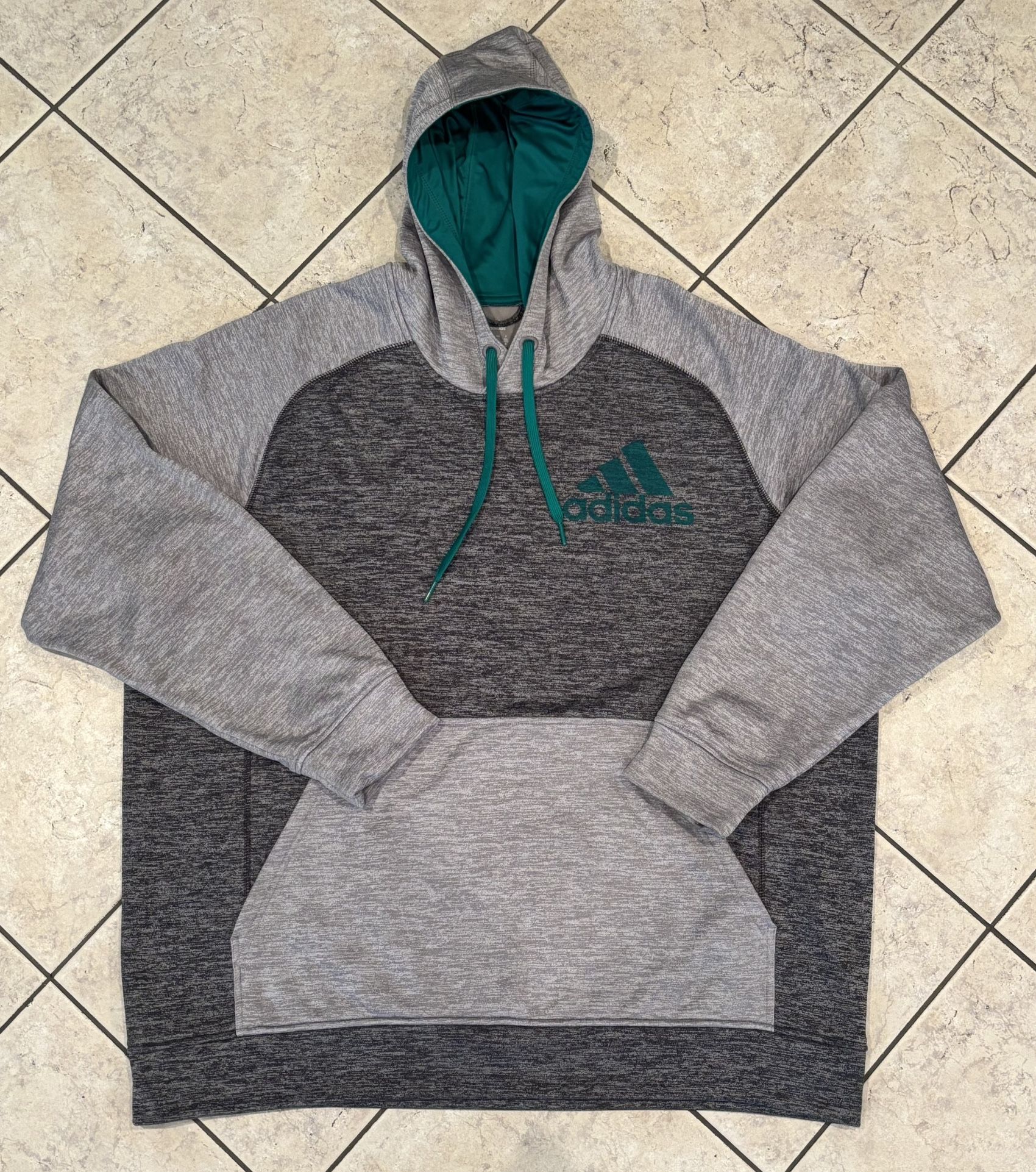 Adidas Climawarm Men’s Hoodie Gray/ Light Gray/ Green Size 2XL