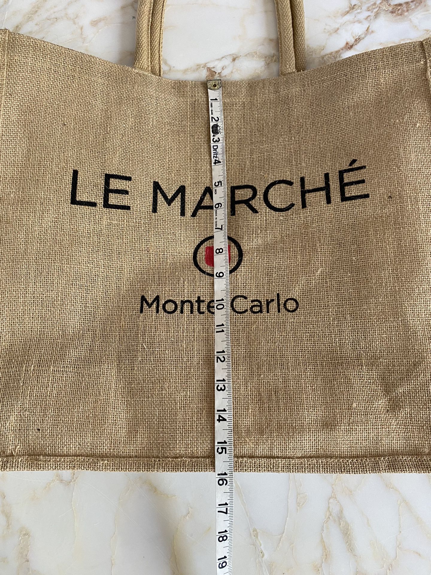 Large jute tote bag from the eponymous supermarket in Monte Carlo
