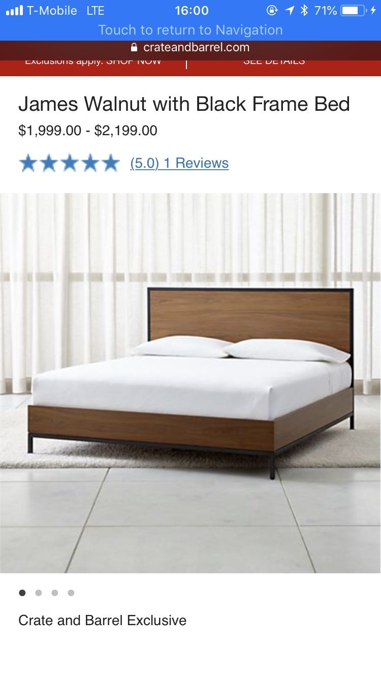Crate and barrel bed frame and mattress