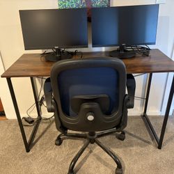 Desk, Monitors And Chair For Sale!