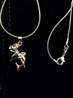 Sterling Silver Dolphin pendant necklace / New jewelry 18 “ inch long silver chain 🌊💦🐬
