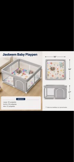 Jaobeem Baby Playpen 50x50x27 Inches