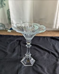 Vintage Crystal Pillar Candle Holder & centerpiece bowl