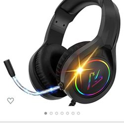 RGB Gaming Headset with Mic for PS4 PS5 Xbox one PC, Stereo Gamer Headphones with Noise Cancelling Microphone

