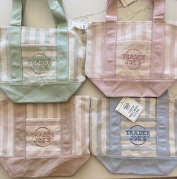 trader joes striped mini tote bags