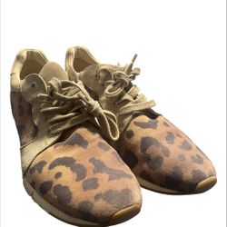 Paul Green Suede Leopard Print Low Top Sneakers Size 