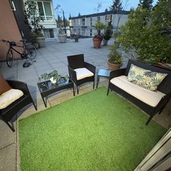 Outdoor patio furniture & glass table