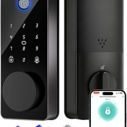 Smart Lock, Fingerprint Keyless Entry Door Lock App Control, Electronic Touchscreen Keypad, Auto Locking, IP54 Weatherproof, Easy Install Digital Dead