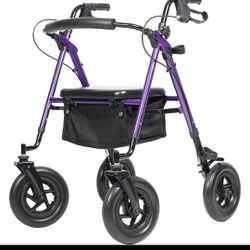 Elenker All-Terrain 10" Rollator Walker with Padded Seat Backrest Senior 300 lb
