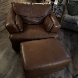 Leather Chair With Ottoman