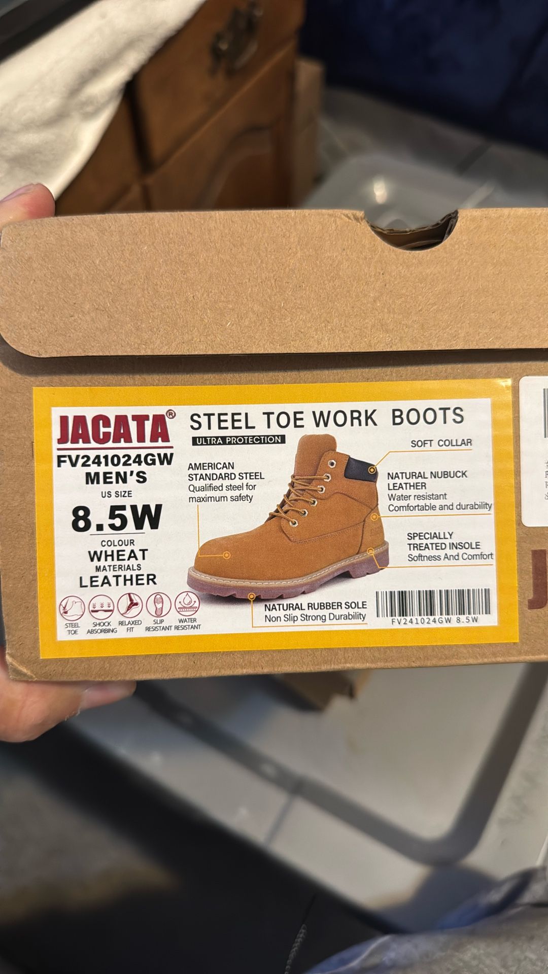 Jacata Steel Toe Work Boots 8 1/2