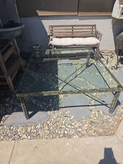Metal glass top table