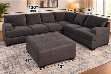 Beautiful large dark gray sectional sofa with an ottoman can be delivered in the ares of Tampa and its surroundings Presio 300