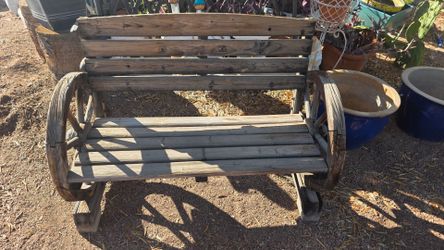 Wood Wagon Wheel Bench
