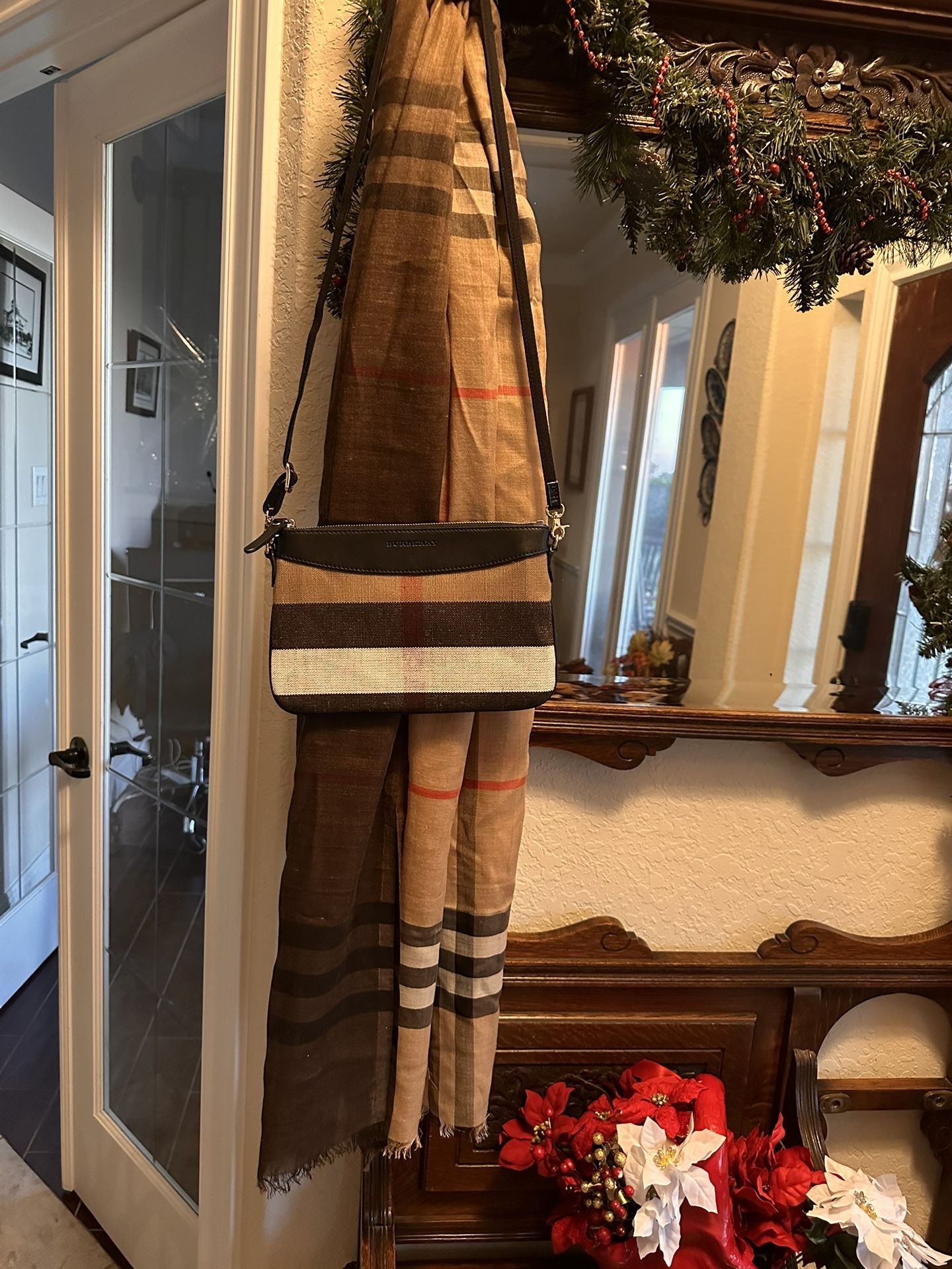 Burberry Crossbody With Coordinating Silk Scarf