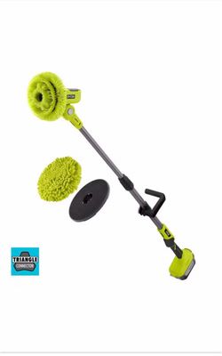 Ryobi ONE+ 18V Cordless Telescoping Power Scrubber (Tool Only) with 6 in. Knit Microfiber Kit