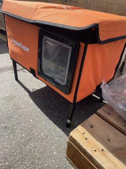 Outdoor Heated Cat House in Winter, Weatherproof Insulated Cat Shelter with Heat Pad and Safe Exhaust Door, Waterproof Warm Home Part