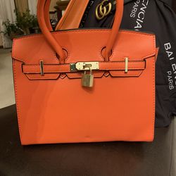 Beautiful Orange Leather HandBag Shoulder Bag