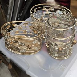 Vintage Brass Baskets / Candle Holder