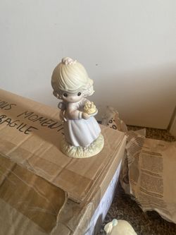 vintage Precious Moments porcelain bisque figurine titled “May Your Birthday Be A Blessing