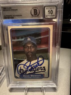 1982 DODGERS Dave Stewart signed ROOKIE card Fleer #24 AUTO BGS Beckett 10