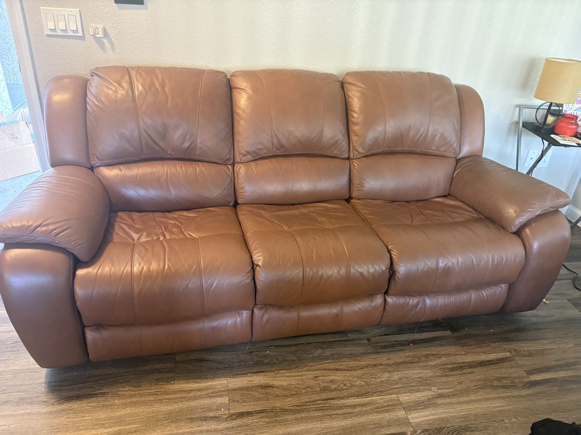 Leather Reclining Sofa 