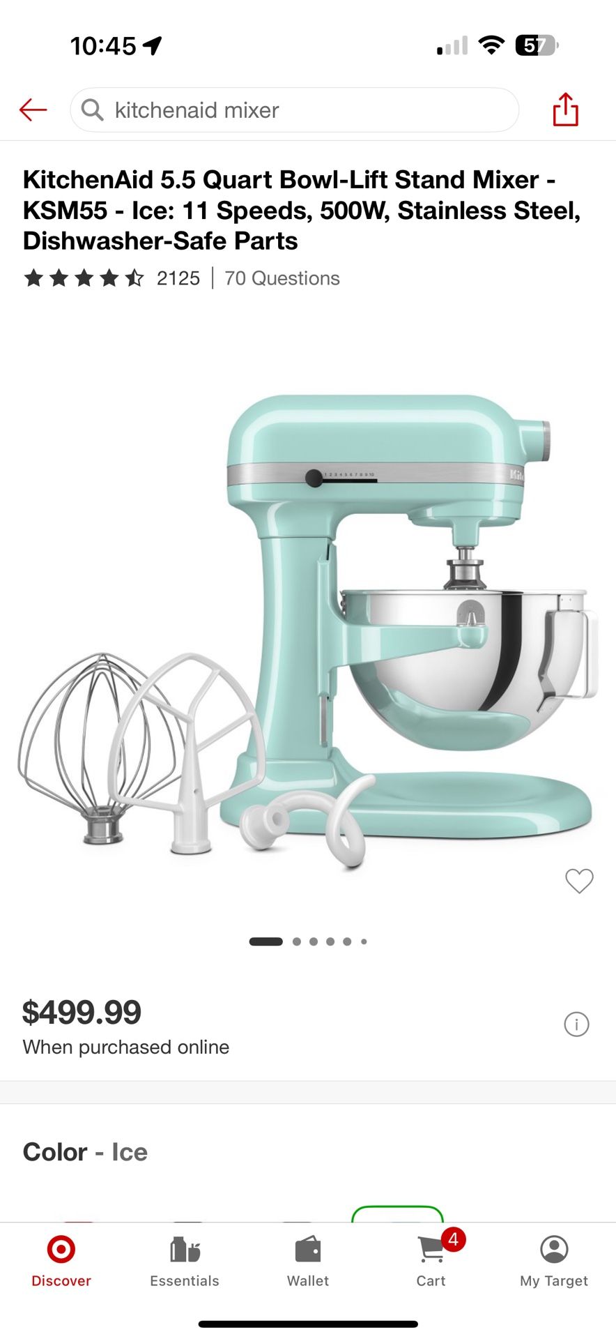 KitchenAid 5.5 Quart Bowl Mixer