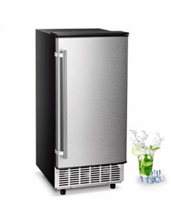 COWSAR 15 in. 80 lbs. Freestanding/Under Counter Ice Maker in Stainless Steel Silver