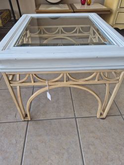 ​Heavy Iron Glass Top Side / Accent Table (28" x 24" x 20" H) " Retro Table"