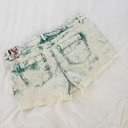 NWT Rewash Brand "Venice Short" - Green Acid Wash Denim