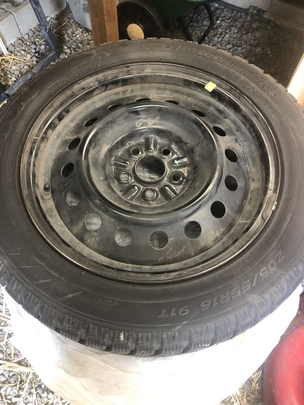 Snow tires 16 inch. 205/55R16 mounted on 5 lug steel wheels. Excellent ...