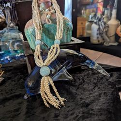 Multi strand Pearl And Jade Bead 12" Necklace 