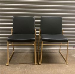 Dutchess Dining Chairs - Black PU & Gold Steel (Set of 2)
