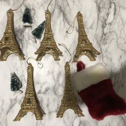5 Paris Eiffel Tower Christmas Ornaments