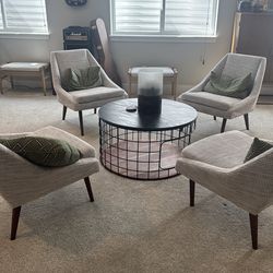 Sitting area - coffee table and 4 fabric chairs