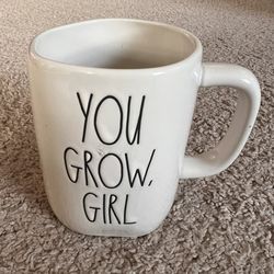 Rae Dunn YOU GROW GIRL Artisan Ceramic Mug Cactus Succulent Magenta