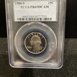 1980 S Gem Proof Washington Quarter Graded By PCGS At PR69 C-14