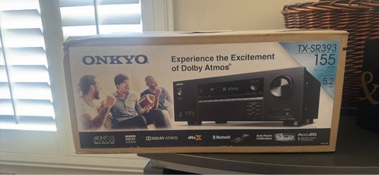 Onkyo TX-SR393 5.2 Channel AV Receiver – Dolby Atmos, 4K HDR, Bluetooth – Original Box