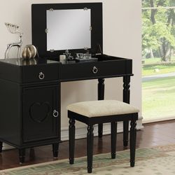 Brand New Black Vanity Set Flip Up Mirror