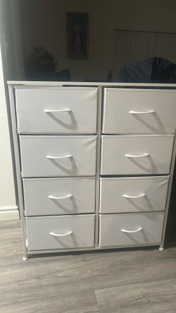 White 8-Drawer Fabric Storage Dresser