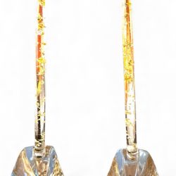 Elegant Heavy Nambe Crystal Candlestick Pair( For Tall Taper Candles) 