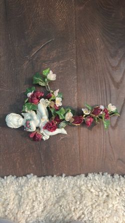 Cherub Figurine with Floral Garland