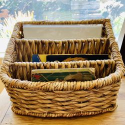 Wicker Tiered Magazine Rack