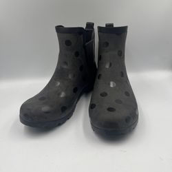 NEW Mushy Shoo Rain Boots  Women’s Size 8.5  Black Rubber Ankle Shoes Waterproof NWT