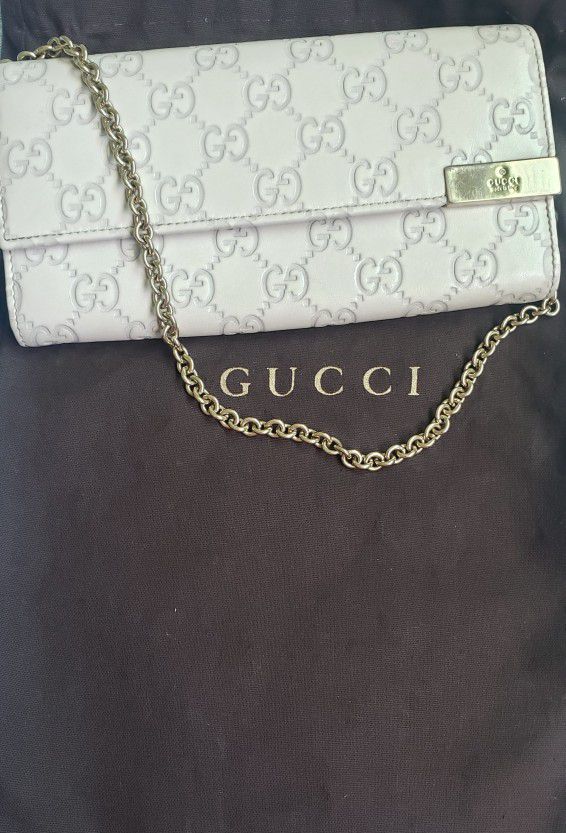 Gucci Guccissima lather Chain Wallet clutch